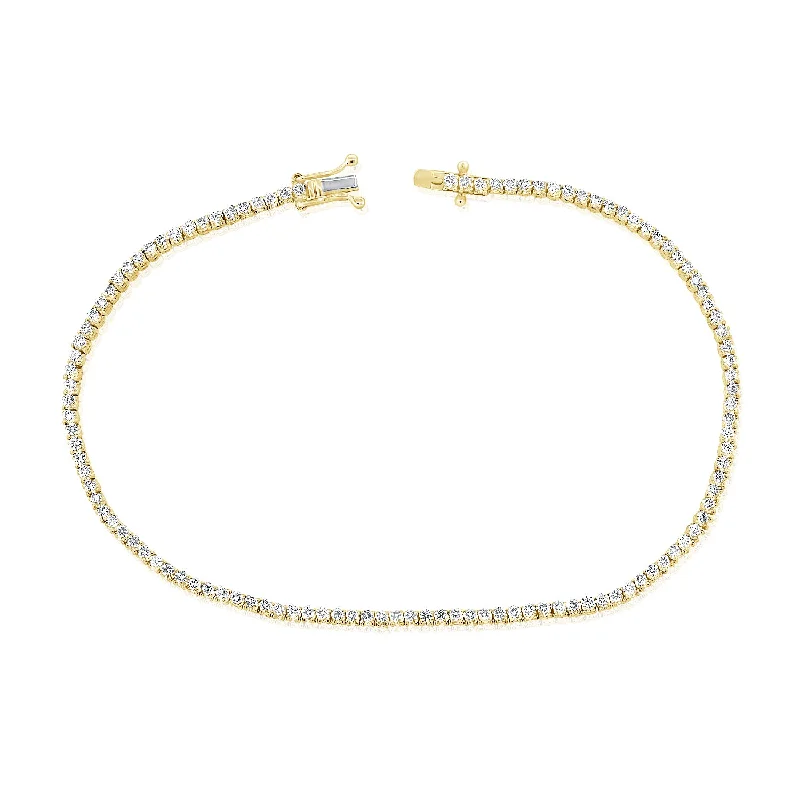 Ladies bracelets for wellness vibes -14K Yellow Gold Diamond Petite Tennis Bracelet