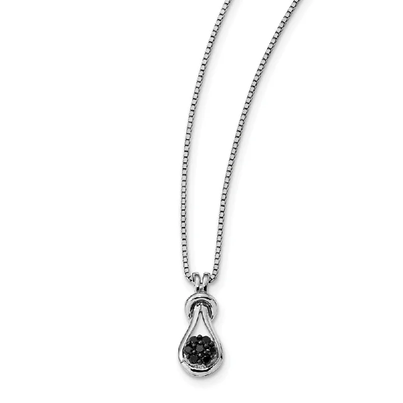 Ladies necklaces with twist pendants -1/5 Cttw Black Diamond Love Knot Necklace in Sterling Silver