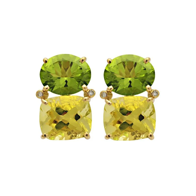 ladies-luxury-rose-gold-earrings-Earrings-Peridot, Lemon Quartz and Diamond  (2110C)