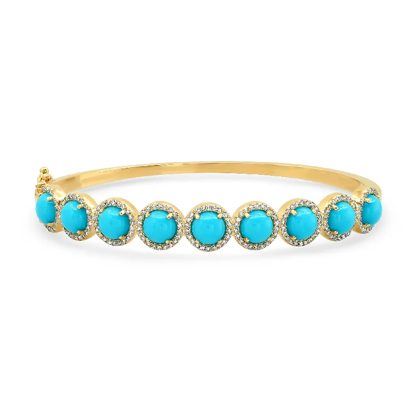 Ladies bracelets with howl charms -SLEEPING BEAUTY TURQUOISE & DIAMOND BRACELET,  GOLD