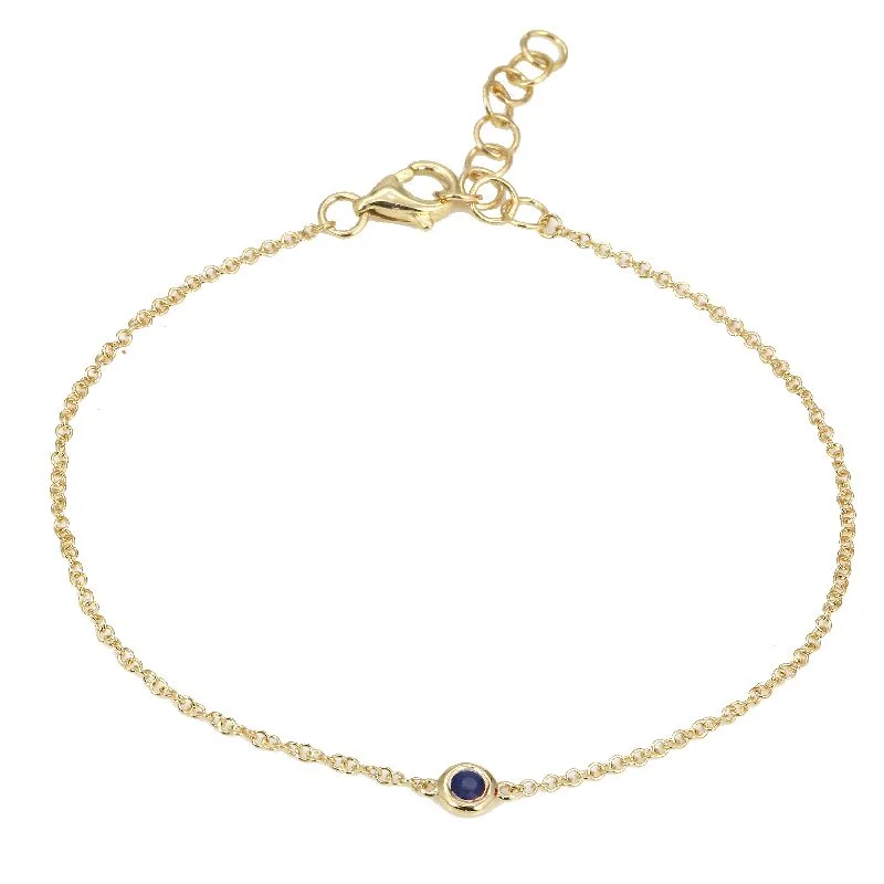 Ladies bracelets 24k gold shine -14k Yellow Gold Sapphire Gemstone Chain Bracelet