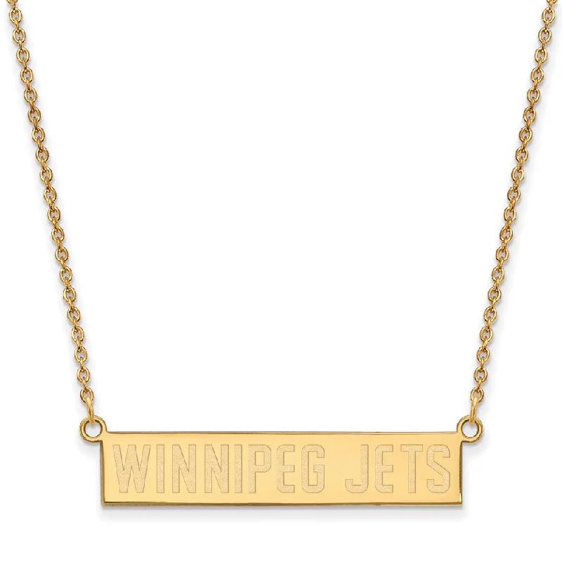 Ladies necklaces plaited elegance -SS 14k Yellow Gold Plated NHL Winnipeg Jets SM Bar Necklace, 18 Inch