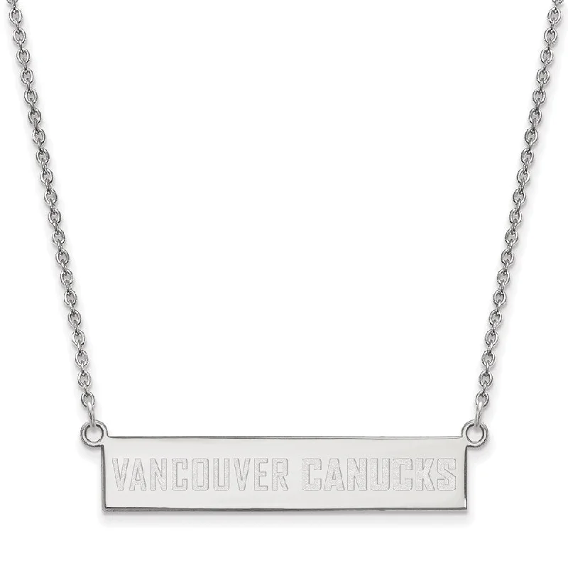 Ladies necklaces with burst charms -Sterling Silver NHL Vancouver Canucks SM Bar Necklace, 18 In