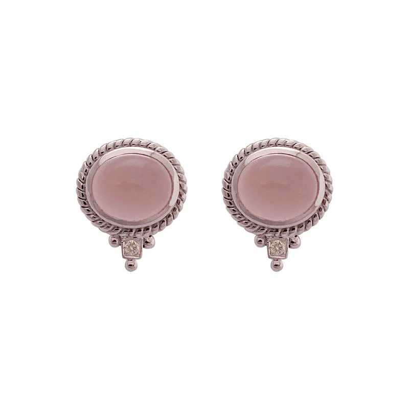 ladies-vintage-gold-earrings-EARRINGS - ROSE QUARTZ & DIAMOND IN STERLING SILVER