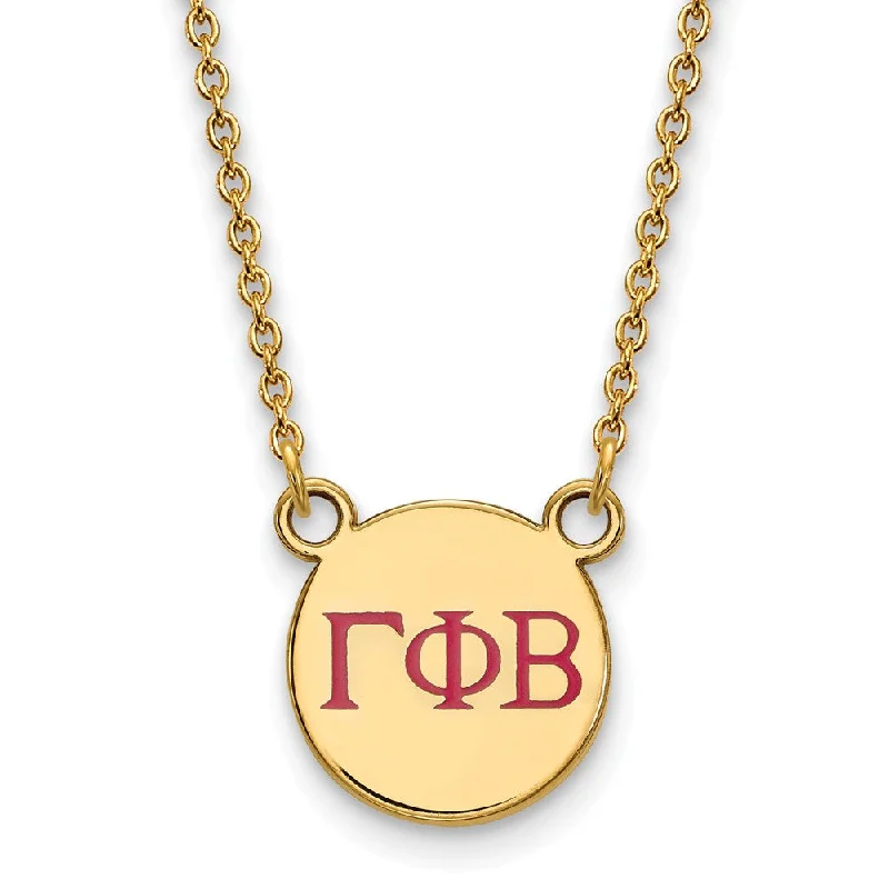 Ladies necklaces light elegance -14K Plated Silver Gamma Phi Beta Sm Pink Enamel Greek Letters Necklace