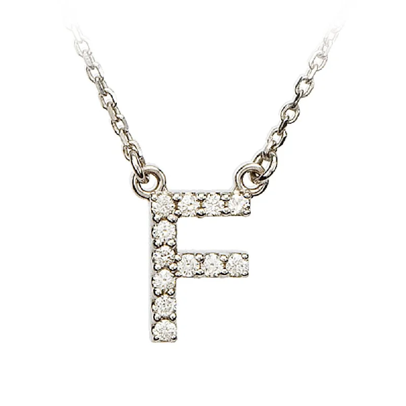 Ladies necklaces with jet spinel -1/8 Cttw Diamond & 14k White Gold Block Initial Necklace, Letter F