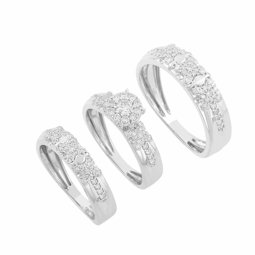 engagement-cushion-cut-white-gold-rings-Diamond 3Pset Engagement Ring (14K)