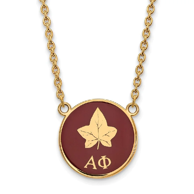 Ladies necklaces with star charms -14K Plated Silver Alpha Phi Large Enamel Logo Necklace