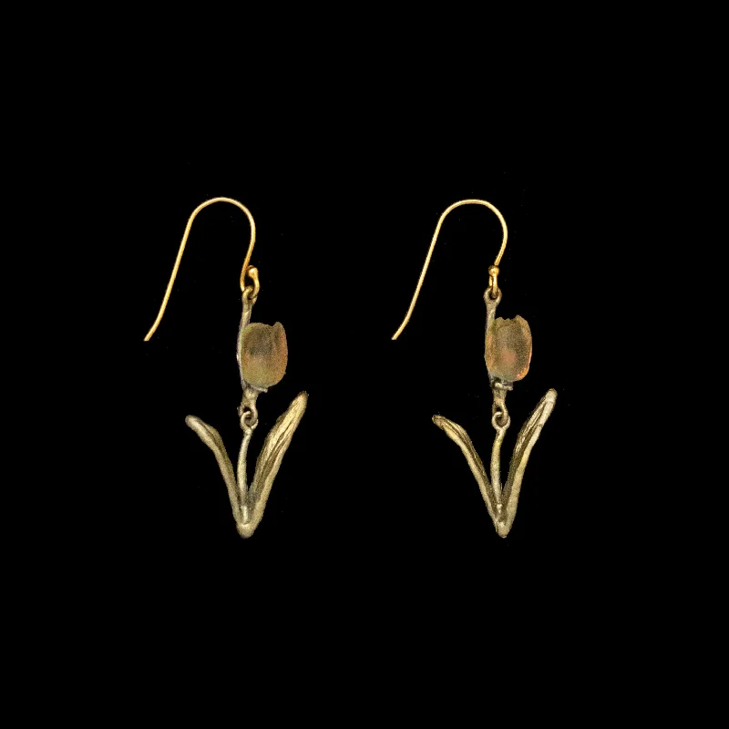 ladies-wedding-silver-earrings-Tulip Earrings - Wire (Yellow)