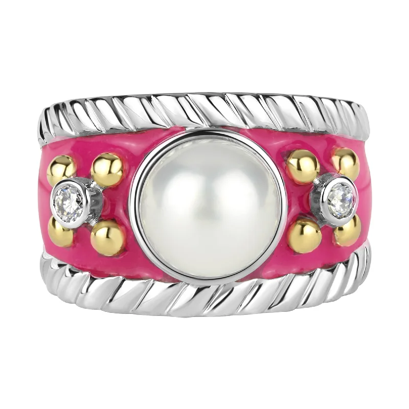 ladies-ruby-accent-rings-Ring - Pearl And Diamond (Enamel)