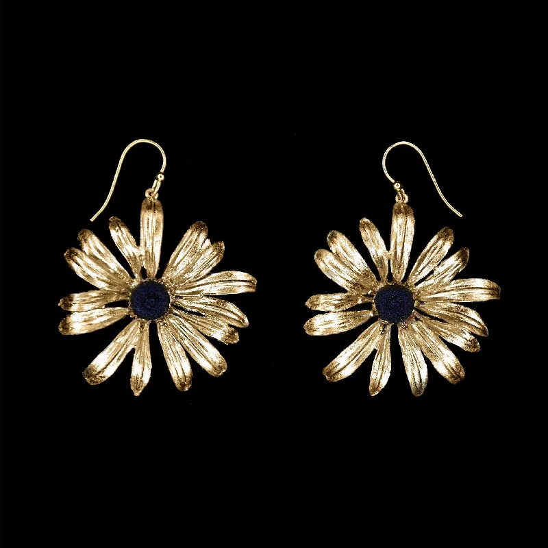 ladies-bar-gold-earrings-Black-Eyed Susan Earrings - Wire