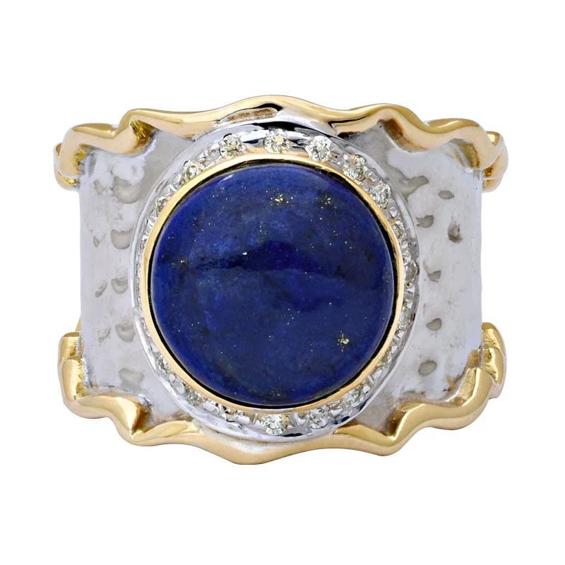 ladies-luxury-pearl-rings-Ring-Lapis Lazuli and Diamond