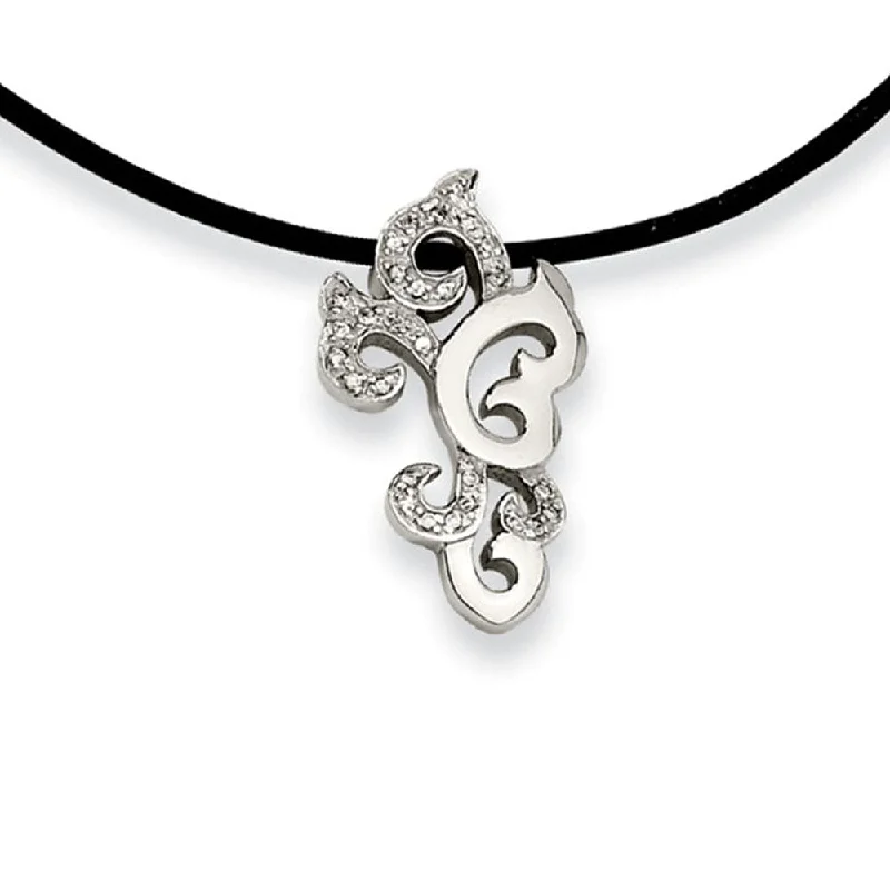 Ladies necklaces for reader vibes -Women's Stainless Steel Swirl Necklace with Cubic Zirconia