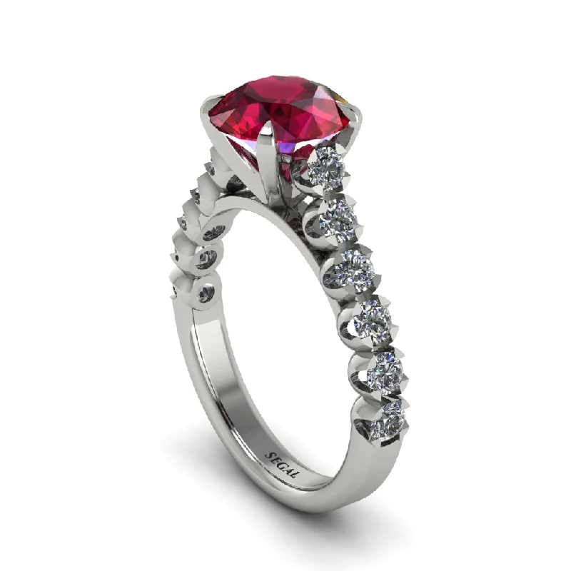 engagement-marquise-cut-emerald-rings-2ct Round Cut Ruby 14K Gold Engagement Ring - Christina No. 12