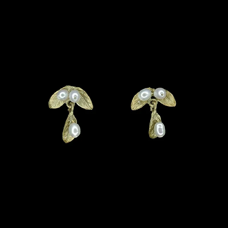 ladies-elegant-post-earrings-Petite Leaf Earrings - Dangle Post