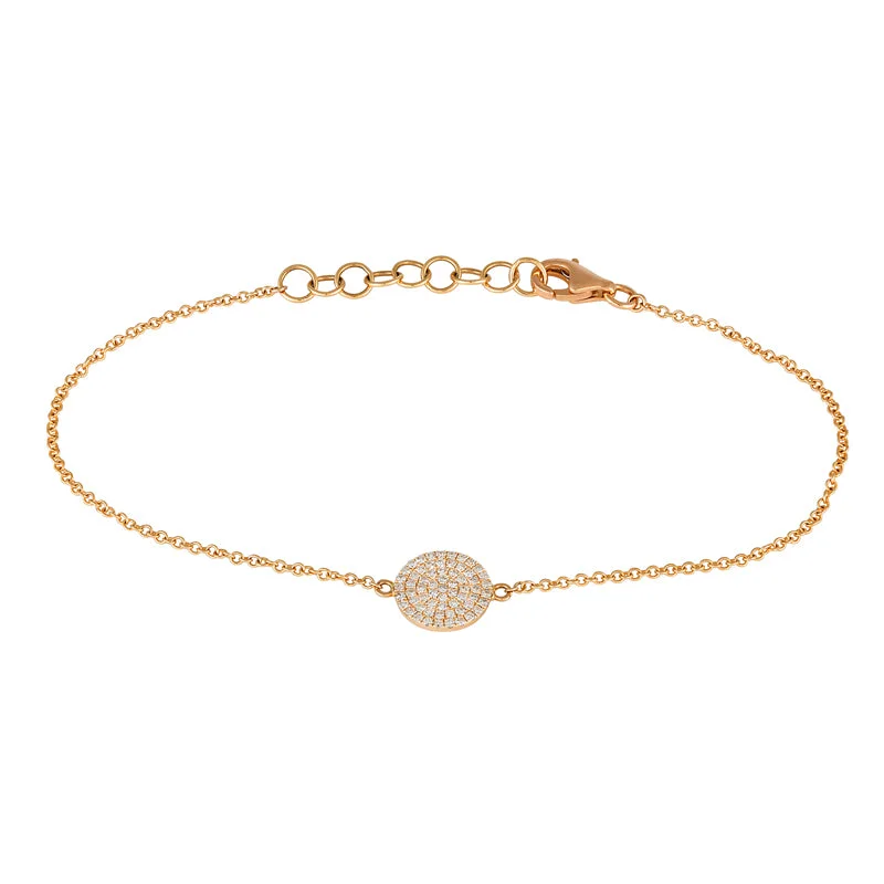 Ladies bracelets artsy elegance -14K Rose Gold Diamond Disc Bracelet