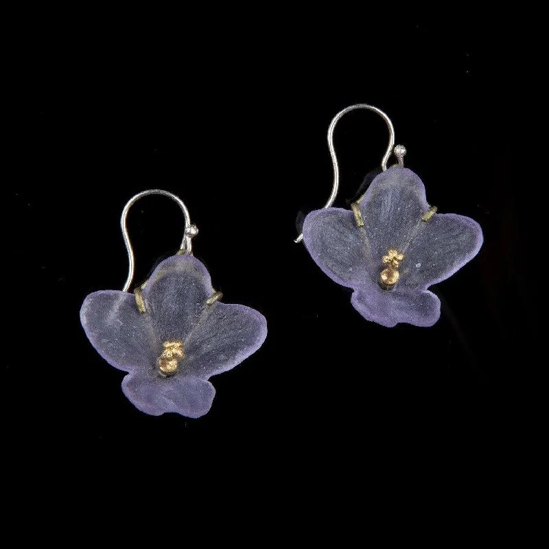 ladies-rose-gold-hook-earrings-African Violet Earring - Wire