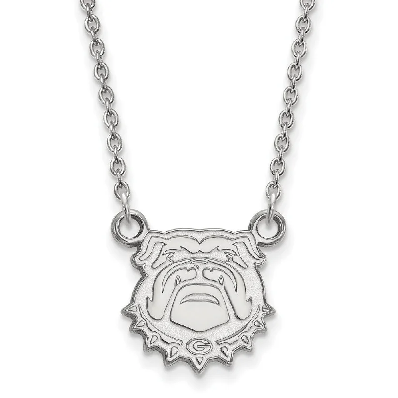 Ladies necklaces for style icons -10k White Gold U of Georgia Small Pendant Necklace