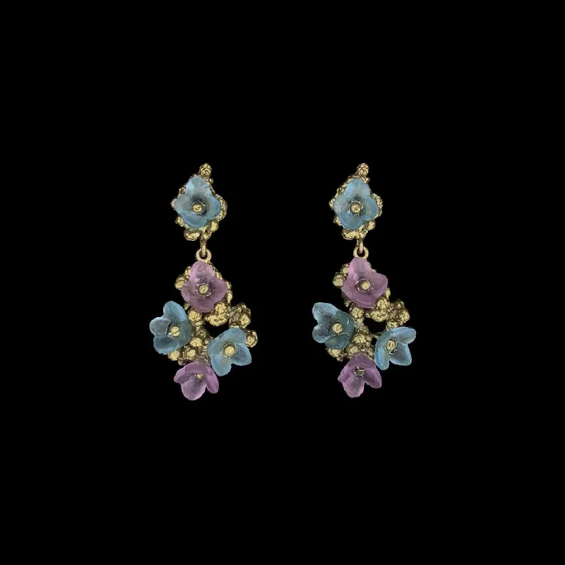 ladies-cross-diamond-earrings-Hydrangea Teller Blue Earrings - Drop Post