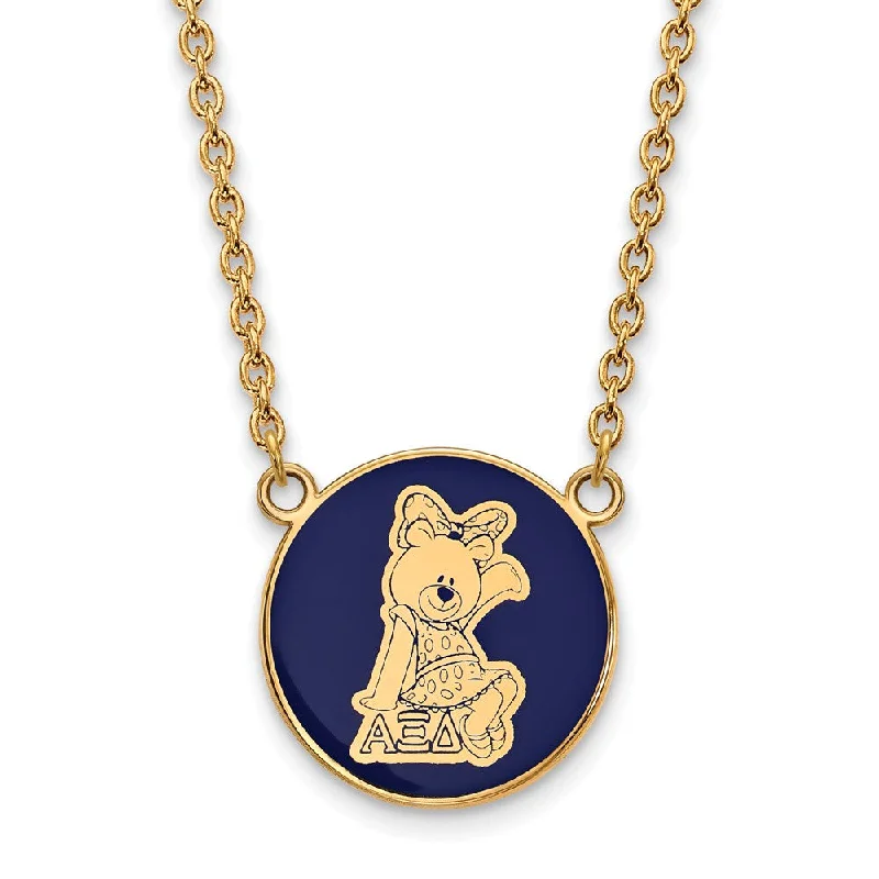 Ladies necklaces for lifelong friends -14K Plated Silver Alpha Xi Delta Large Enamel Mascot Necklace