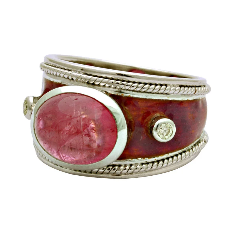 ladies-birthstone-sapphire-rings-Ring- Rubellite And Diamond (Enamel)