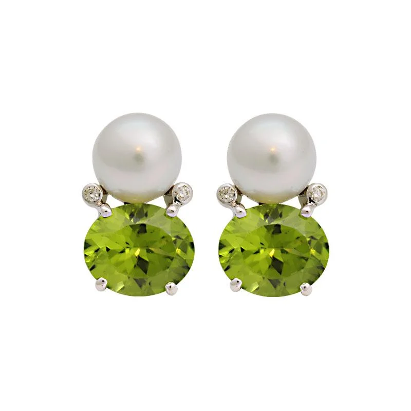 ladies-statement-post-earrings-Earrings-Peridot, South Sea Pearl and Diamond  (182CS)