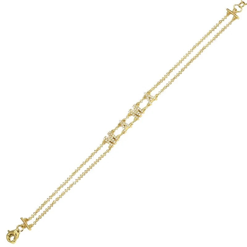 Ladies bracelets for special surprises -14k Yellow Diamond Mama Double row bracelet