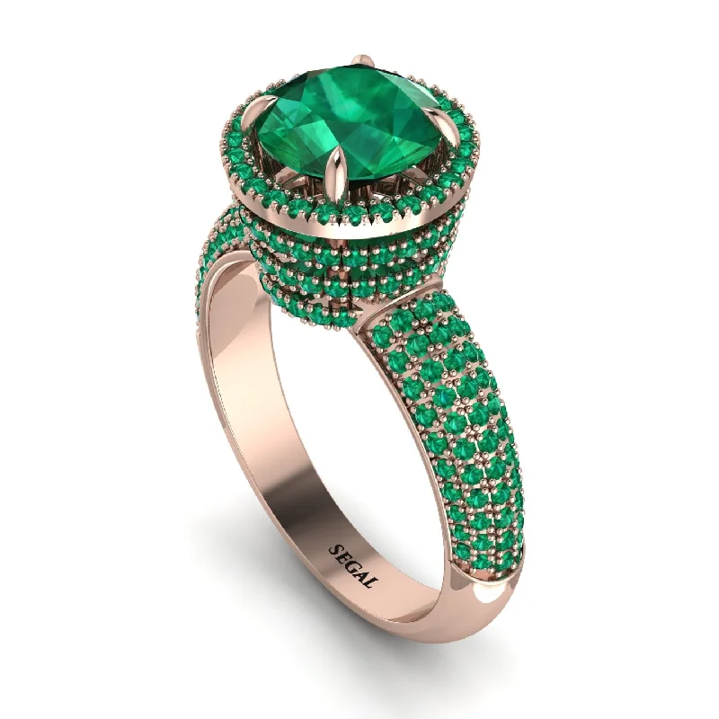 engagement-pear-cut-rose-gold-rings-Emerald Cluster Halo Engagement Ring - Katie No. 20