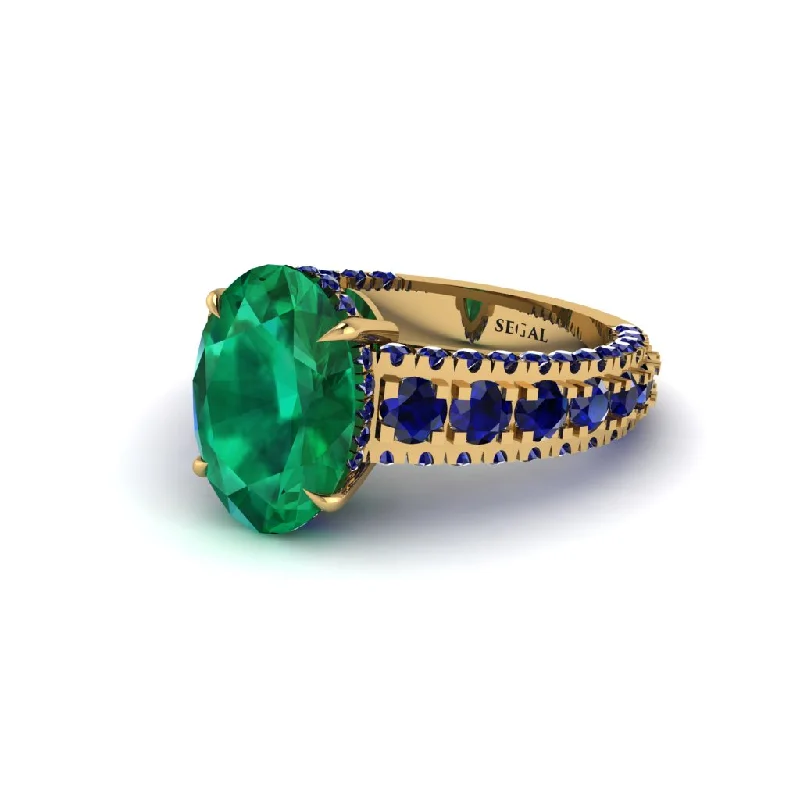 engagement-oval-gold-rings-4ct Oval Cut Emerald Pave Engagement Ring - Selah No. 64