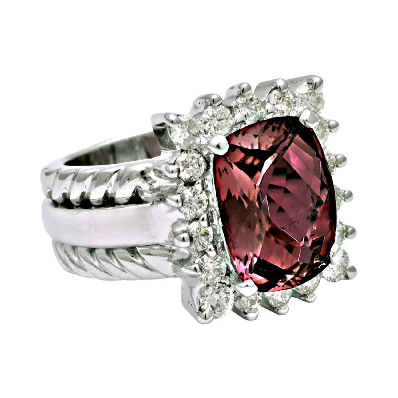 ladies-heart-platinum-rings-Ring- Tourmaline And Diamond (193DS)