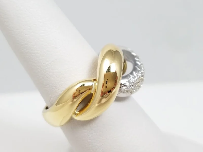 ladies-round-silver-rings-Luxurious 18k Two Tone Gold Natural Diamond Custom Ring