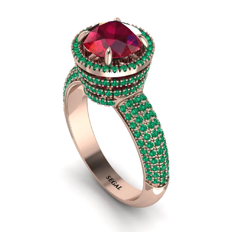 engagement-classic-rose-gold-rings-Ruby Cluster Halo Engagement Ring - Katie No. 26