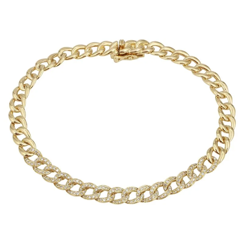 Ladies bracelets chic elegance -14k Yellow Diamond Curb Link Bracelet