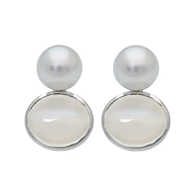 ladies-diamond-post-earrings-Earrings- Moonstone and South Sea Pearl