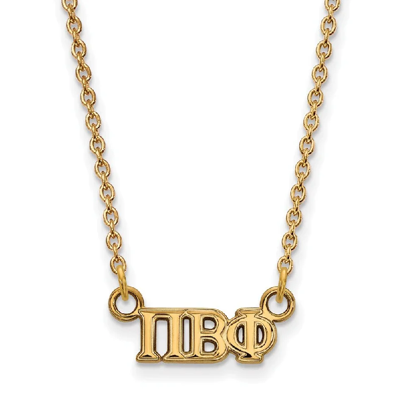 Ladies necklaces wave-inspired -14K Plated Silver Pi Beta Phi XS (Tiny) Greek Letters Necklace