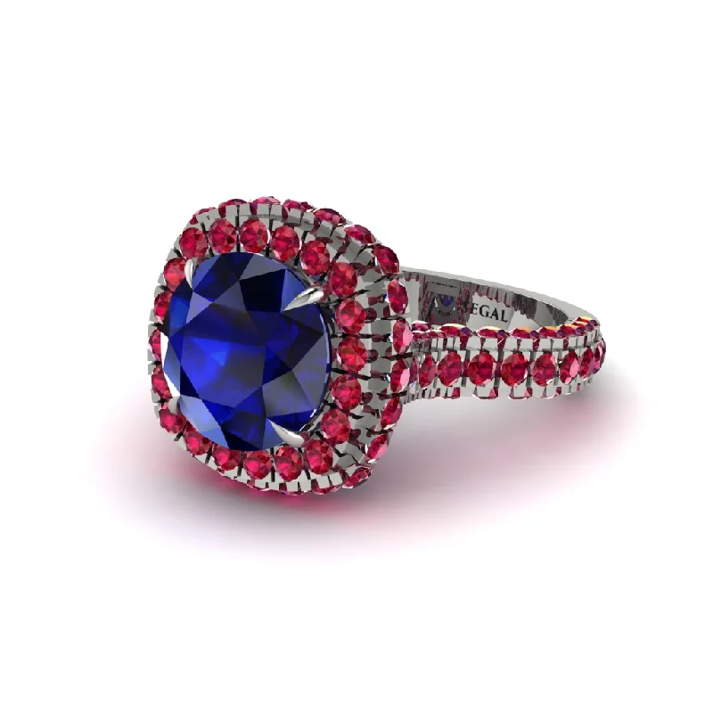 engagement-white-gold-halo-rings-Sapphire Pave Double Halo Engagement Ring - Eve No. 60