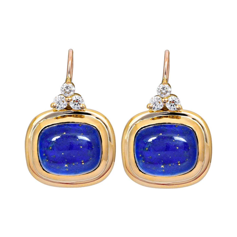 ladies-classic-leverback-earrings-Earrings- Lapis Lazuli and Diamond