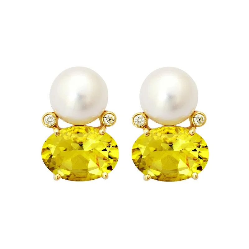 ladies-statement-hoop-earrings-Earrings-Lemon Quartz, South Sea Pearl and Diamond  (2141E)