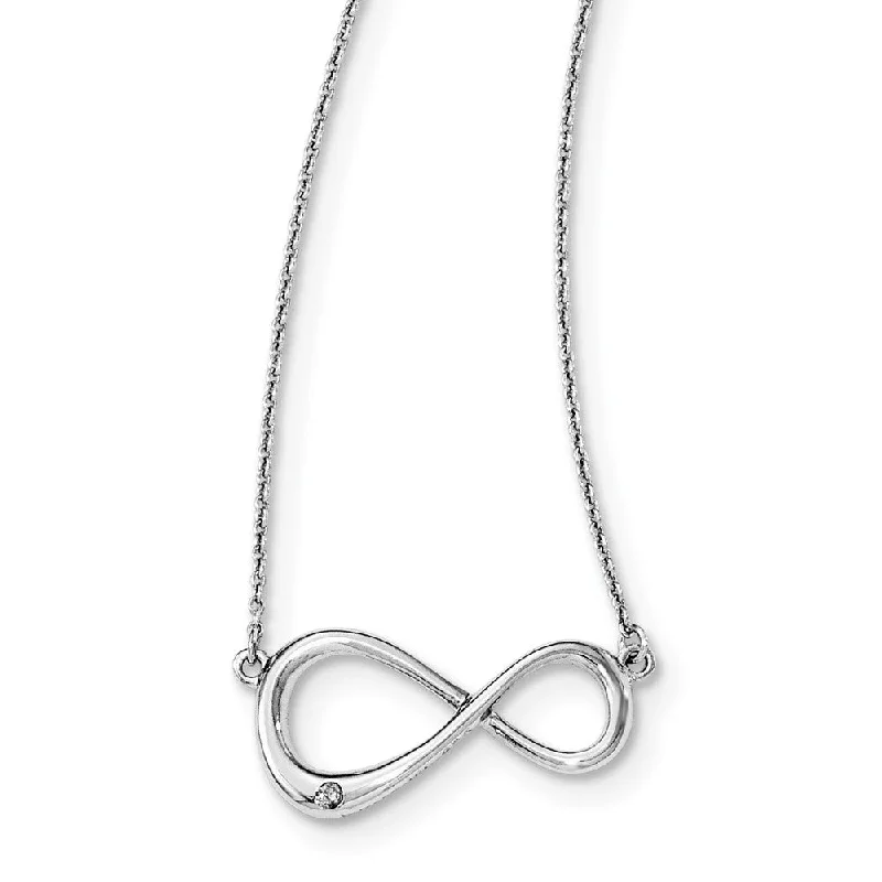 Ladies necklaces for family love -Diamond Accent Infinity Necklace in Rhodium Plated Silver, 16 Inch