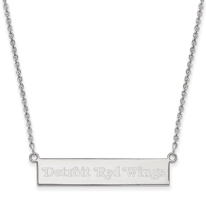 Ladies necklaces with ash apatite -Sterling Silver NHL Detroit Red Wings Small Bar Necklace, 18 In