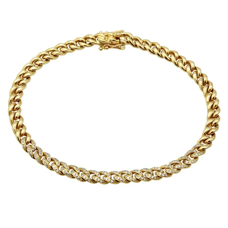 Ladies bracelets natural elegance -14k Yellow Gold Diamond Link Bracelet