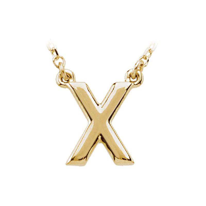 Ladies necklaces for bold spirits -14K Yellow Gold, Kendall Collection, Block Initial X Necklace, 16 Inch