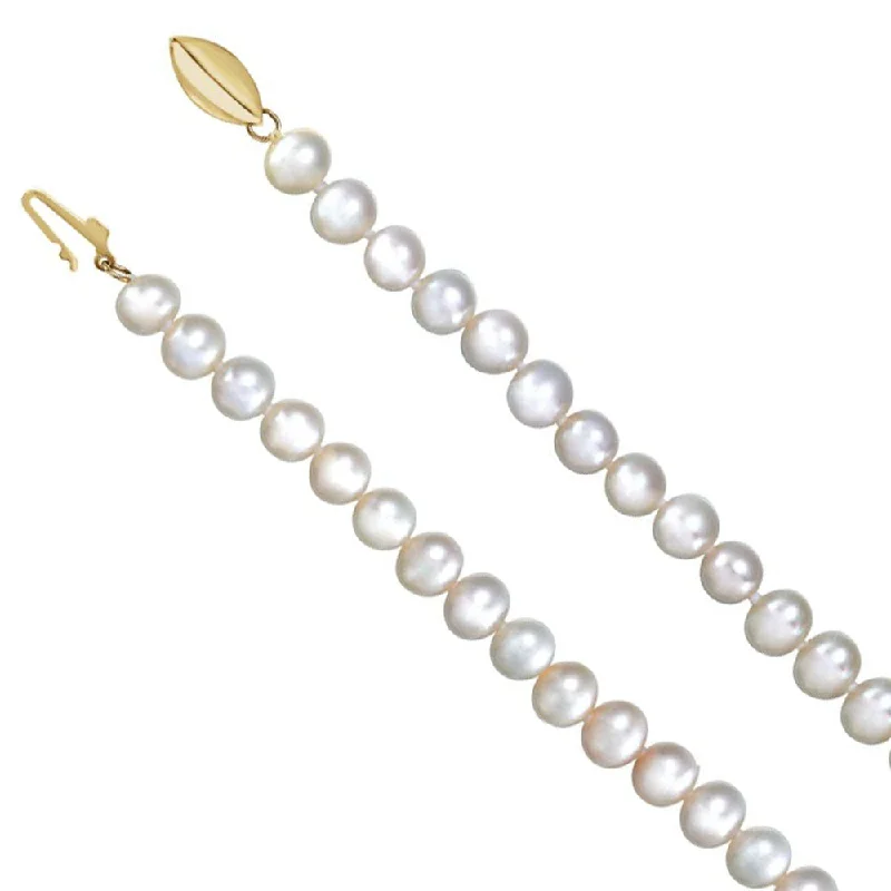 Ladies necklaces for justice seekers -5.0-5.5mm, White FW Cultured Pearl & 14k Yellow Gold Necklace, 18 Inch