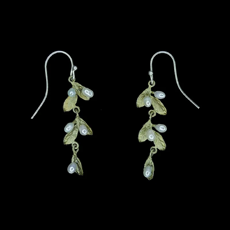 ladies-handmade-beaded-earrings-Petite Leaf Earrings - Double Drop Wire