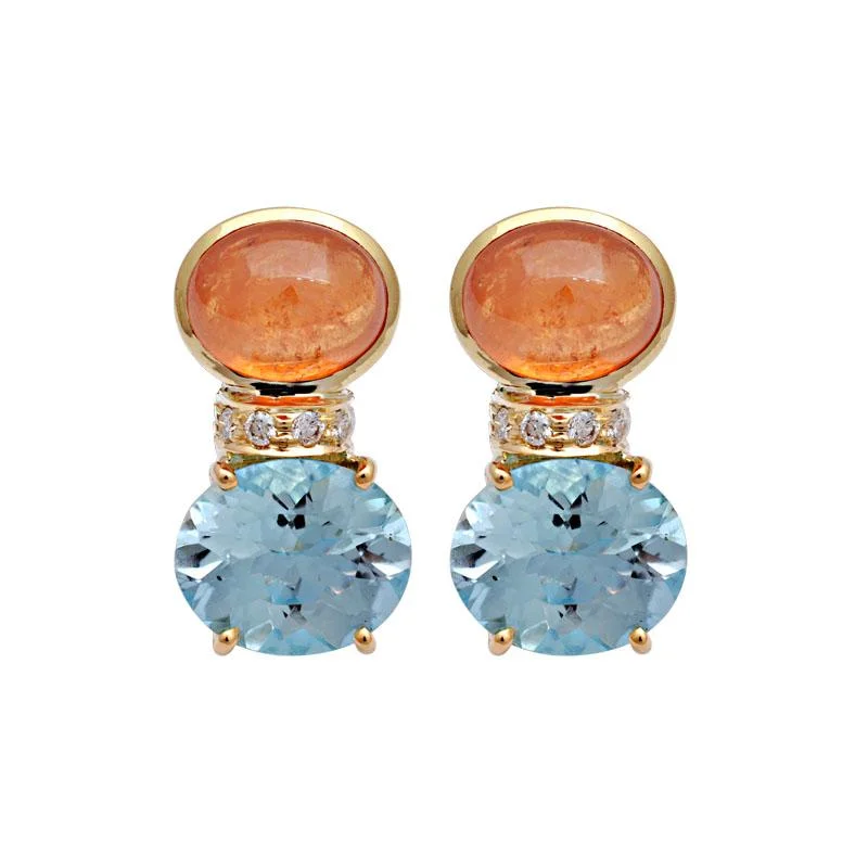 ladies-classic-hoop-earrings-Earrings-Orange Garnet, Blue Topaz and Diamond  (2126D)