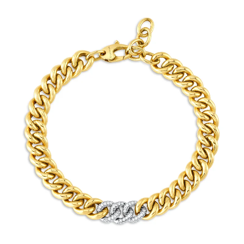 Ladies bracelets for art vibes -Gilded gold and white gold diamond chain bracelet, 14kt gold