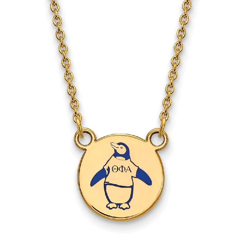 Ladies necklaces for fitness buffs -14K Plated Silver Theta Phi Alpha Small Enamel Necklace