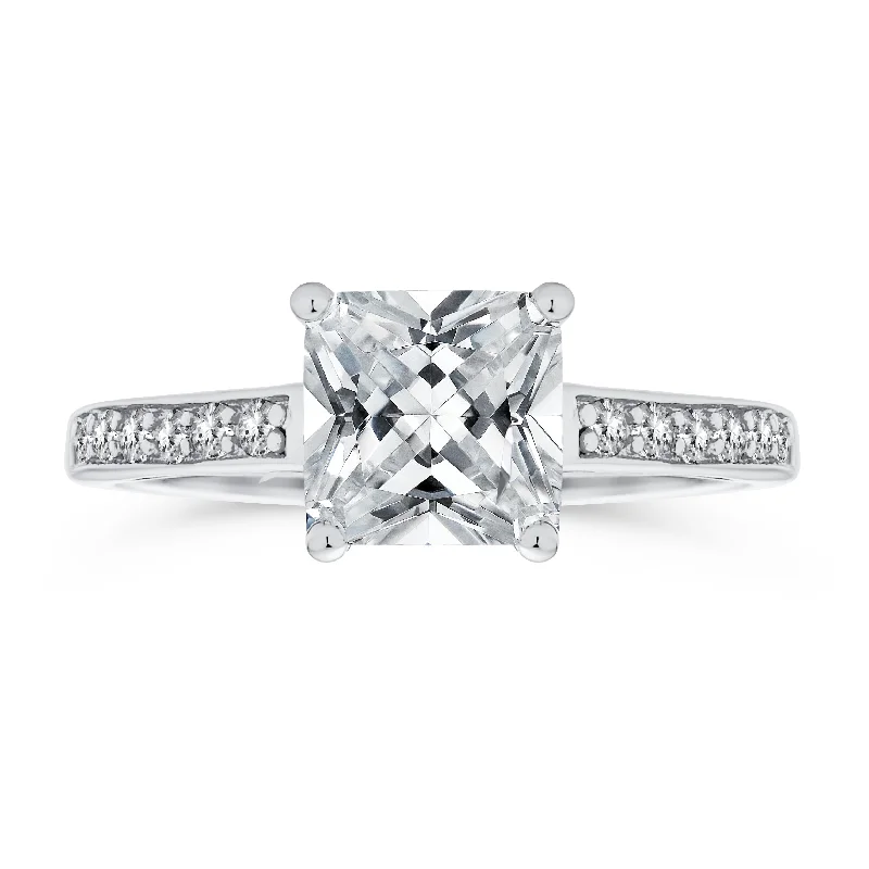 engagement-marquise-cut-gold-rings-Classic 2.5CT Princess Cut Solitaire Engagement Ring in Sterling Silver with CZ Band