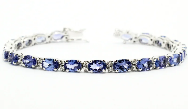 Ladies bracelets for book vibes -Tanzanite And Diamond Tennis Bracelet Ad No.0692