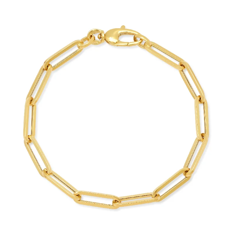 Ladies bracelets unique elegance -Paperclip Bracelet 14kt Gold 7"